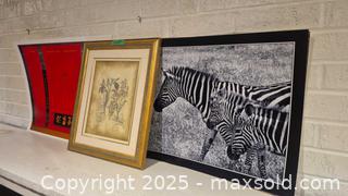 MaxSold Auction: Lot of 3 Wall Art Prints — Botanical, Red Door, Zebra - Windsor (Ontario, Canada) PARTNER MANAGED Downsizing Online Auction - Ashland Drive