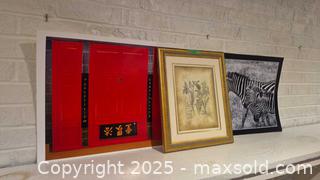 MaxSold Auction: Lot of 3 Wall Art Prints — Botanical, Red Door, Zebra - Windsor (Ontario, Canada) PARTNER MANAGED Downsizing Online Auction - Ashland Drive