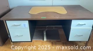 MaxSold Auction: Metal Office Desk - Walnut Top &#38; White Drawers - Windsor (Ontario, Canada) PARTNER MANAGED Downsizing Online Auction - Ashland Drive