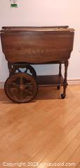 MaxSold Auction: Mid-Century Solid Wood Serving Cart with Removable Tray - Windsor (Ontario, Canada) PARTNER MANAGED Downsizing Online Auction - Ashland Drive