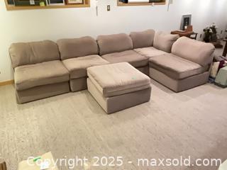 MaxSold Auction: Modular 6-Piece Sectional Sofa with Ottoman, Light Taupe - Windsor (Ontario, Canada) PARTNER MANAGED Downsizing Online Auction - Ashland Drive