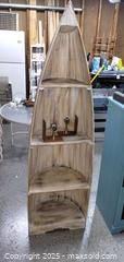 MaxSold Auction: Nautical Pine &#38; Reclaimed Wood 4-Tier Shelf with Brass Bookends - Windsor (Ontario, Canada) PARTNER MANAGED Downsizing Online Auction - Ashland Drive
