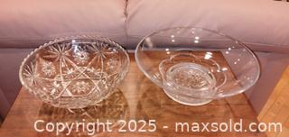 MaxSold Auction: Pair of Pressed Glass Cut-Style Bowls — Starburst Pattern - Windsor (Ontario, Canada) PARTNER MANAGED Downsizing Online Auction - Ashland Drive