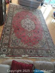 MaxSold Auction: Persian-Style Medallion Floral Area Rug, Red &#38; Beige - Windsor (Ontario, Canada) PARTNER MANAGED Downsizing Online Auction - Ashland Drive