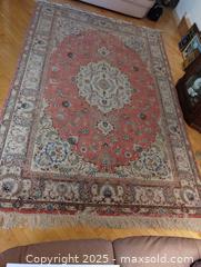 MaxSold Auction: Persian-Style Medallion Floral Area Rug, Red &#38; Beige - Windsor (Ontario, Canada) PARTNER MANAGED Downsizing Online Auction - Ashland Drive
