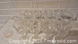 MaxSold Auction: Set of 13 Pressed Glass Stemmed Goblets with Hexagonal Base - Windsor (Ontario, Canada) PARTNER MANAGED Downsizing Online Auction - Ashland Drive