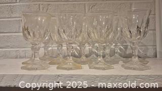 MaxSold Auction: Set of 13 Pressed Glass Stemmed Goblets with Hexagonal Base - Windsor (Ontario, Canada) PARTNER MANAGED Downsizing Online Auction - Ashland Drive