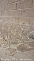 MaxSold Auction: Set of 13 Pressed Glass Stemmed Goblets with Hexagonal Base - Windsor (Ontario, Canada) PARTNER MANAGED Downsizing Online Auction - Ashland Drive