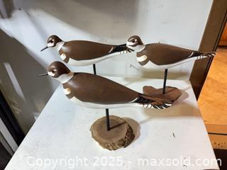 MaxSold Auction: Set of 3 Hand-Carved Killdeer Bird Decoys, Signed G. Gerard - Windsor (Ontario, Canada) PARTNER MANAGED Downsizing Online Auction - Ashland Drive