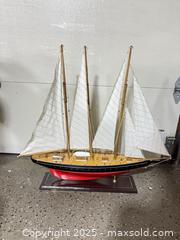 MaxSold Auction: Three-Masted Schooner Decorative Model Sailboat (Tabletop) - Windsor (Ontario, Canada) PARTNER MANAGED Downsizing Online Auction - Ashland Drive