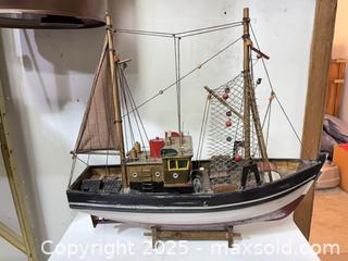 MaxSold Auction: Wood Model Fishing Trawler with Rigging and Display Stand - Windsor (Ontario, Canada) PARTNER MANAGED Downsizing Online Auction - Ashland Drive