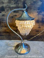 MaxSold Auction: Mini Chandelier Table Lamp with Crystal Drops - Tested &#38; Working  - Garden City (Georgia, USA) SELLER MANAGED Downsizing Online Auction - Bryce Industrial Drive