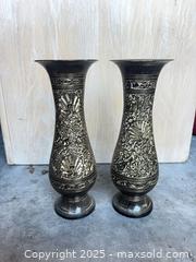 MaxSold Auction: Pair Cloisonné Vases, Etched Metal  - Garden City (Georgia, USA) SELLER MANAGED Downsizing Online Auction - Bryce Industrial Drive