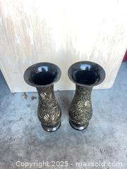 MaxSold Auction: Pair Cloisonné Vases, Etched Metal  - Garden City (Georgia, USA) SELLER MANAGED Downsizing Online Auction - Bryce Industrial Drive