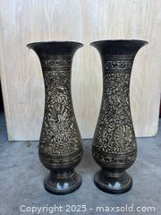 MaxSold Auction: Pair Cloisonné Vases, Etched Metal  - Garden City (Georgia, USA) SELLER MANAGED Downsizing Online Auction - Bryce Industrial Drive