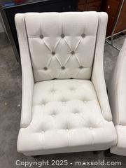 MaxSold Auction: Pair of Cream Tufted Accent Chairs with Dark Wood Legs - Garden City (Georgia, USA) SELLER MANAGED Downsizing Online Auction - Bryce Industrial Drive