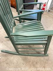MaxSold Auction: Pair of Green Painted Wooden Rocking Chairs (Outdoor/Porch) - Garden City (Georgia, USA) SELLER MANAGED Downsizing Online Auction - Bryce Industrial Drive