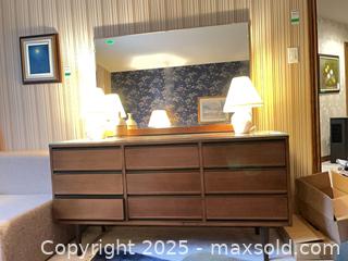 MaxSold Auction: Mid-Century Modern Walnut Dresser with Attached Mirror D - Vaughan (Ontario, Canada) Moving Online Auction - Woodland Acres Crescent