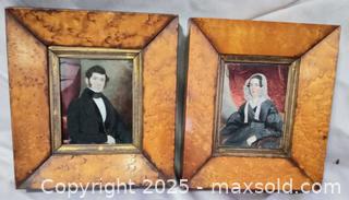 MaxSold Auction: Pair 19th c painted Man &#38; Woman Portraits Miniatures ART Wood Framed  - Marlborough (Massachusetts, USA) PARTNER MANAGED Downsizing Online Auction - Farm Road