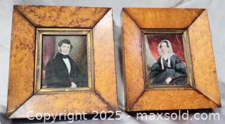 MaxSold Auction: Pair 19th c painted Man &#38; Woman Portraits Miniatures ART Wood Framed  - Marlborough (Massachusetts, USA) PARTNER MANAGED Downsizing Online Auction - Farm Road
