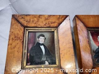 MaxSold Auction: Pair 19th c painted Man &#38; Woman Portraits Miniatures ART Wood Framed  - Marlborough (Massachusetts, USA) PARTNER MANAGED Downsizing Online Auction - Farm Road