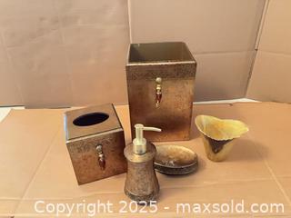 MaxSold Auction: Bijou 5-Piece Antique Gold Bathroom Accessory Set - Lakeshore (Ontario, Canada) PARTNER MANAGED Estate Sale Online Auction - County Road 42