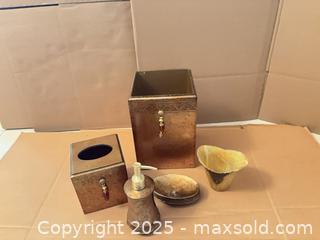 MaxSold Auction: Bijou 5-Piece Antique Gold Bathroom Accessory Set - Lakeshore (Ontario, Canada) PARTNER MANAGED Estate Sale Online Auction - County Road 42