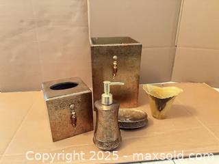 MaxSold Auction: Bijou 5-Piece Antique Gold Bathroom Accessory Set - Lakeshore (Ontario, Canada) PARTNER MANAGED Estate Sale Online Auction - County Road 42
