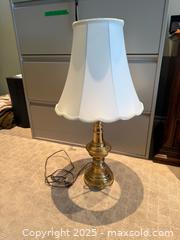 MaxSold Auction: Brass Table Lamp with White Scalloped Bell Shade - Lakeshore (Ontario, Canada) PARTNER MANAGED Estate Sale Online Auction - County Road 42