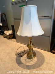 MaxSold Auction: Brass Table Lamp with White Scalloped Bell Shade - Lakeshore (Ontario, Canada) PARTNER MANAGED Estate Sale Online Auction - County Road 42