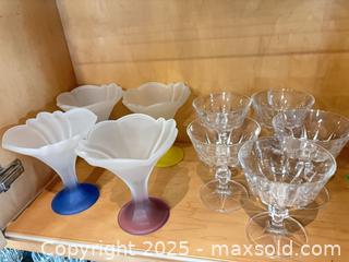 MaxSold Auction: Lot of 9 Dessert/Sherbet Glasses — Two Styles - Lakeshore (Ontario, Canada) PARTNER MANAGED Estate Sale Online Auction - County Road 42