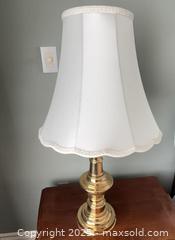MaxSold Auction: Polished Brass Table Lamp with White Bell Shade - Lakeshore (Ontario, Canada) PARTNER MANAGED Estate Sale Online Auction - County Road 42