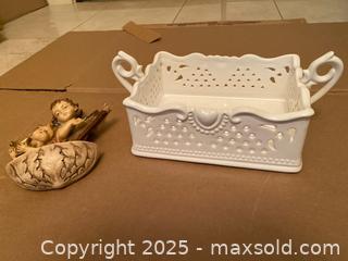 MaxSold Auction: Porcelain Ceramic Basket Planter &#38; Painted Cherub Figurine - Lakeshore (Ontario, Canada) PARTNER MANAGED Estate Sale Online Auction - County Road 42