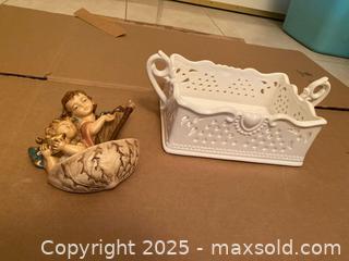 MaxSold Auction: Porcelain Ceramic Basket Planter &#38; Painted Cherub Figurine - Lakeshore (Ontario, Canada) PARTNER MANAGED Estate Sale Online Auction - County Road 42