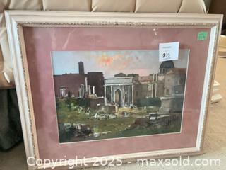 MaxSold Auction: Signed &#39;S. Manfredi&#39; Classical/Roman Ruins Artwork in Wood Frame - Lakeshore (Ontario, Canada) PARTNER MANAGED Estate Sale Online Auction - County Road 42