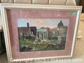 MaxSold Auction: Signed &#39;S. Manfredi&#39; Classical/Roman Ruins Artwork in Wood Frame - Lakeshore (Ontario, Canada) PARTNER MANAGED Estate Sale Online Auction - County Road 42