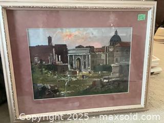 MaxSold Auction: Signed &#39;S. Manfredi&#39; Classical/Roman Ruins Artwork in Wood Frame - Lakeshore (Ontario, Canada) PARTNER MANAGED Estate Sale Online Auction - County Road 42