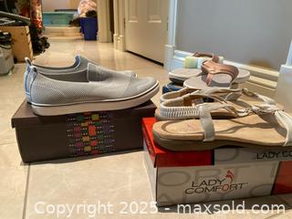 MaxSold Auction: Three Pairs Women&#39;s Shoes - Sandals, Flip-Flops, Knit Sneakers - Lakeshore (Ontario, Canada) PARTNER MANAGED Estate Sale Online Auction - County Road 42