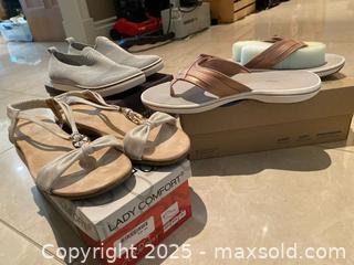 MaxSold Auction: Three Pairs Women&#39;s Shoes - Sandals, Flip-Flops, Knit Sneakers - Lakeshore (Ontario, Canada) PARTNER MANAGED Estate Sale Online Auction - County Road 42