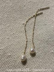 MaxSold Auction: Vintage 10K Gold Threader Earrings with Baroque White Pearls - Toronto (Ontario, Canada) SELLER MANAGED Downsizing Online Auction - O'Connor Drive (CONDO)