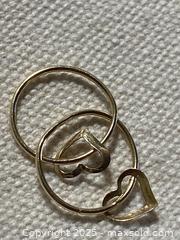 MaxSold Auction: Vintage 10K Yellow Gold Hoop Earrings with Open Heart Charms - Toronto (Ontario, Canada) SELLER MANAGED Downsizing Online Auction - O'Connor Drive (CONDO)