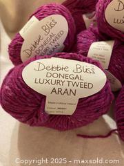 MaxSold Auction: Vintage Debbie Bliss Donegal Luxury Tweed Aran Yarn, Made in Ireland, Magenta 8 pc - Toronto (Ontario, Canada) SELLER MANAGED Downsizing Online Auction - O'Connor Drive (CONDO)