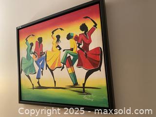 MaxSold Auction: Vintage Framed Stretched Canvas Painting — Colorful Stylized Dancers - Toronto (Ontario, Canada) SELLER MANAGED Downsizing Online Auction - O'Connor Drive (CONDO)