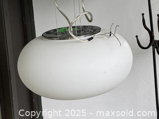 MaxSold Auction: Vintage Retro Frosted White UFO elliptical globe, Glass Ceiling Pendant with Chrome Canopy - Toronto (Ontario, Canada) SELLER MANAGED Downsizing Online Auction - O'Connor Drive (CONDO)