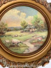 MaxSold Auction: Framed Oil in Circular Frame, Framed Old Golfer - Citrus Heights (California, USA) SELLER MANAGED Downsizing Online Auction - Sylvan Grove Way