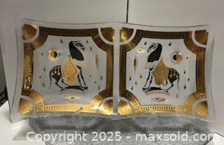 MaxSold Auction: Fred Press Trojan Horse divided bent glass serving tray - Citrus Heights (California, USA) SELLER MANAGED Downsizing Online Auction - Sylvan Grove Way