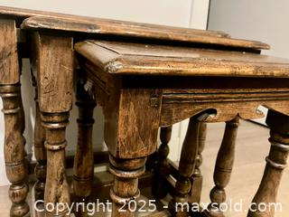 MaxSold Auction: Antique English oak nest of three tables - Langford (British Columbia, Canada) SELLER MANAGED Downsizing Online Auction - Gateway Road (CONDO)