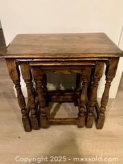 MaxSold Auction: Antique English oak nest of three tables - Langford (British Columbia, Canada) SELLER MANAGED Downsizing Online Auction - Gateway Road (CONDO)