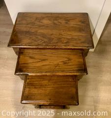 MaxSold Auction: Antique English oak nest of three tables - Langford (British Columbia, Canada) SELLER MANAGED Downsizing Online Auction - Gateway Road (CONDO)