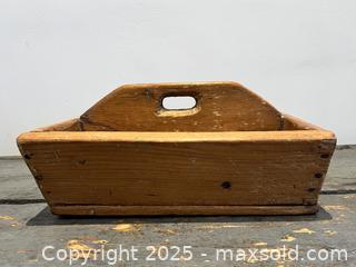 MaxSold Auction: Antique Pine Wooden Tool Box with Tumbled Glass - Pickering (Ontario, Canada) SELLER MANAGED Downsizing Online Auction - Old Brock Road